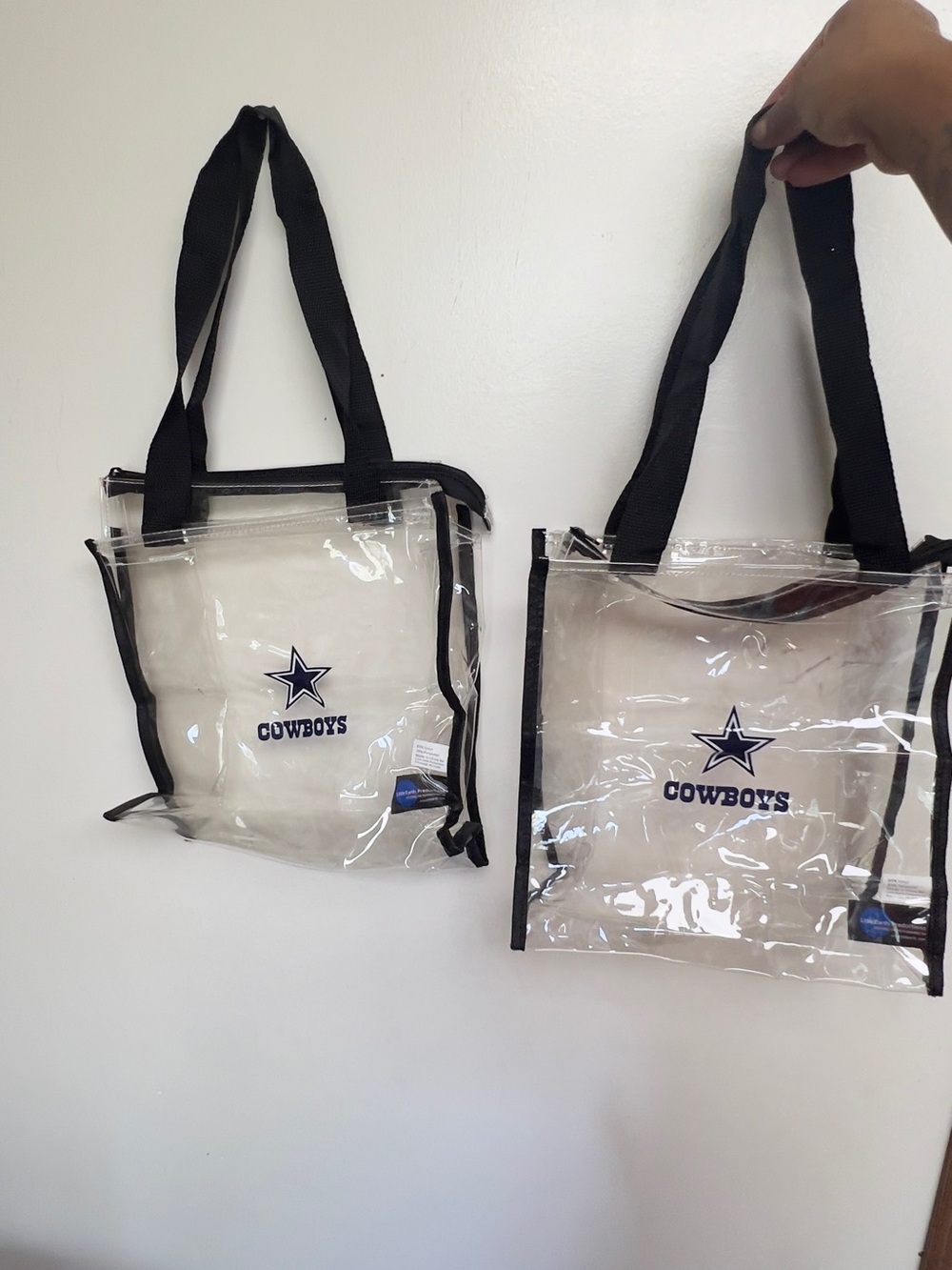 Clear Cowboys Tote with Black Trim and Navy Star Accent